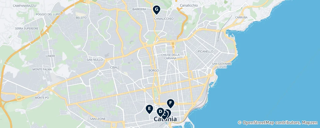 Mapa Historic Squares of Catania