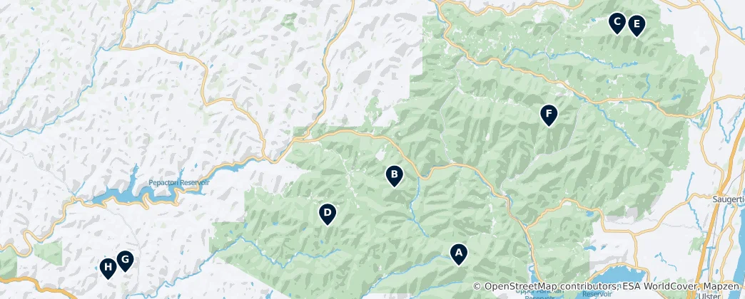 Mapa Catskill Mountain Peaks