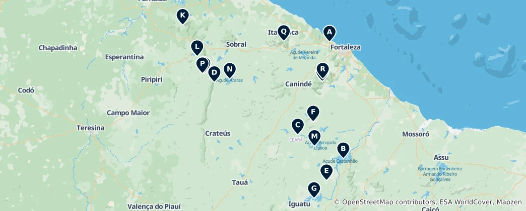 Térkép: Lakes, Dams, and Waterfalls