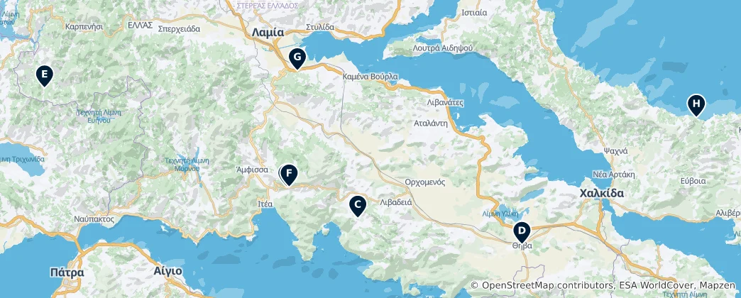 Mapa Central Greece Essentials
