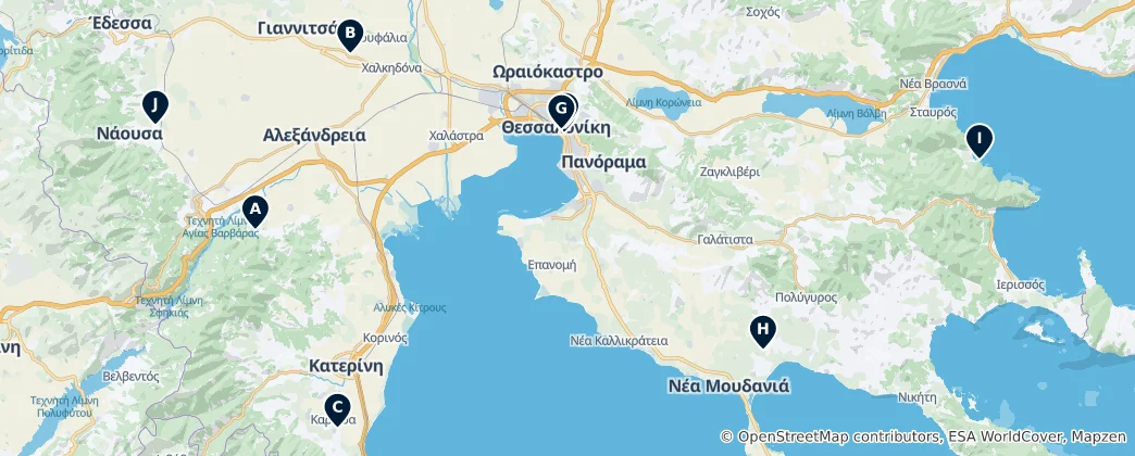 Map of Ancient Sites of Central Macedonia