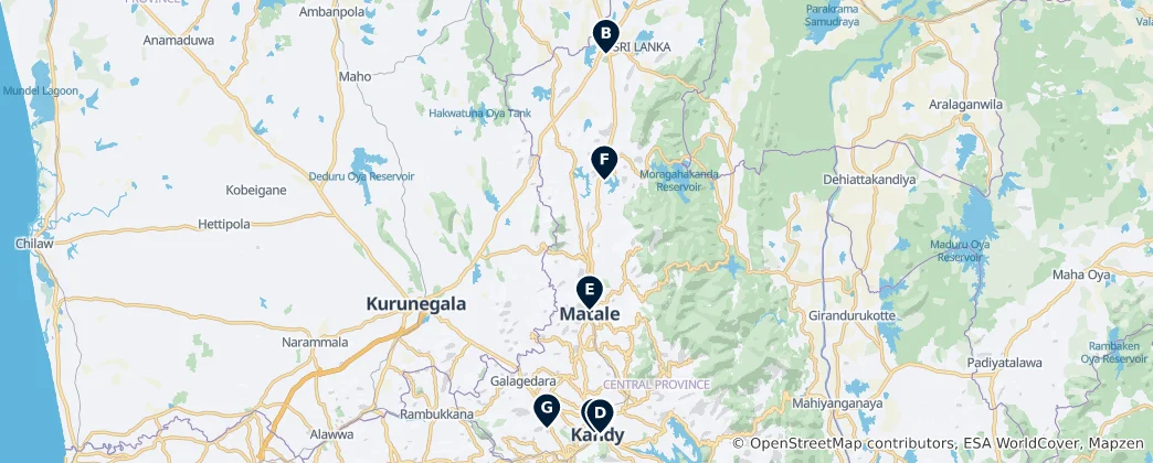 Mapa De Sacred Sites of Kandy