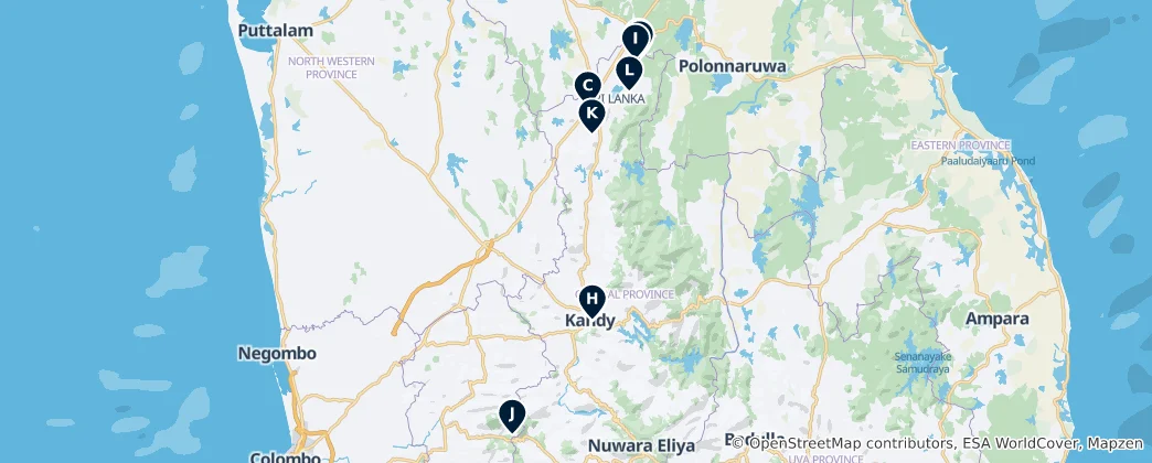 Map of Sri Lanka's Historic Treasures