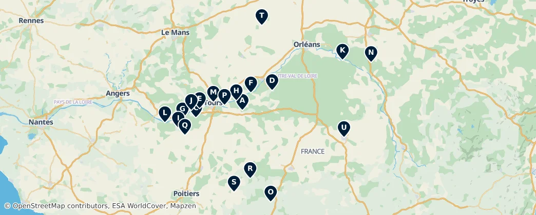 Map of French Castles and Chateaux