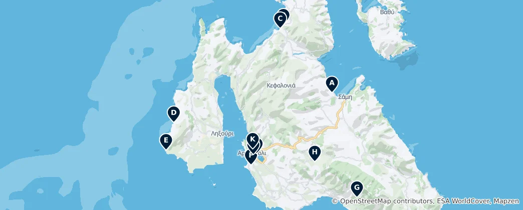 Map of Cephalonia's Crown Jewels