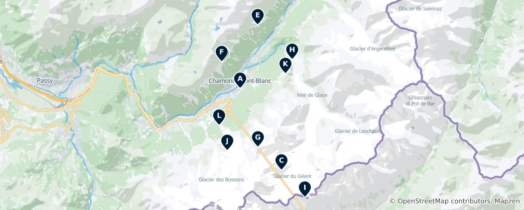 Map of Chamonix Mountain Views