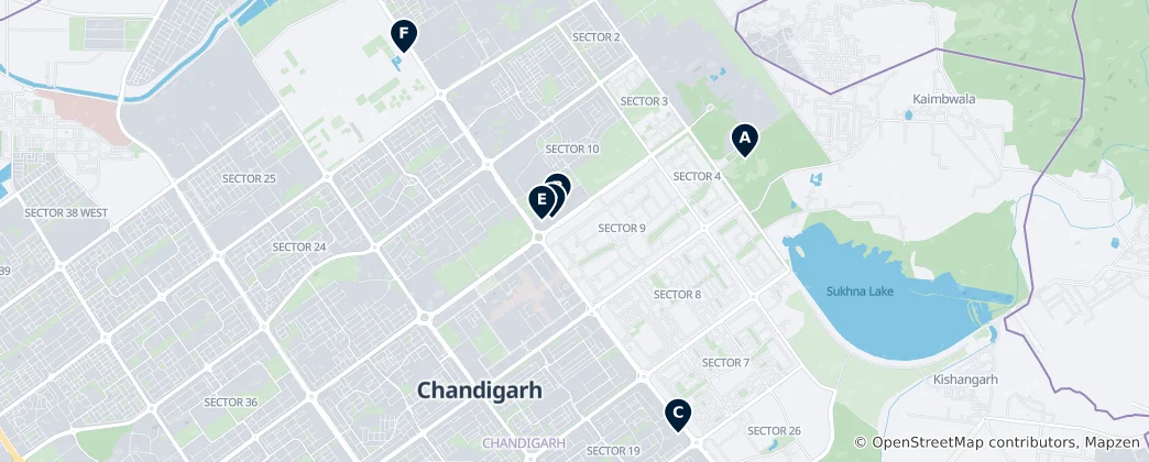 Map of Chandigarh's Must-See Attractions