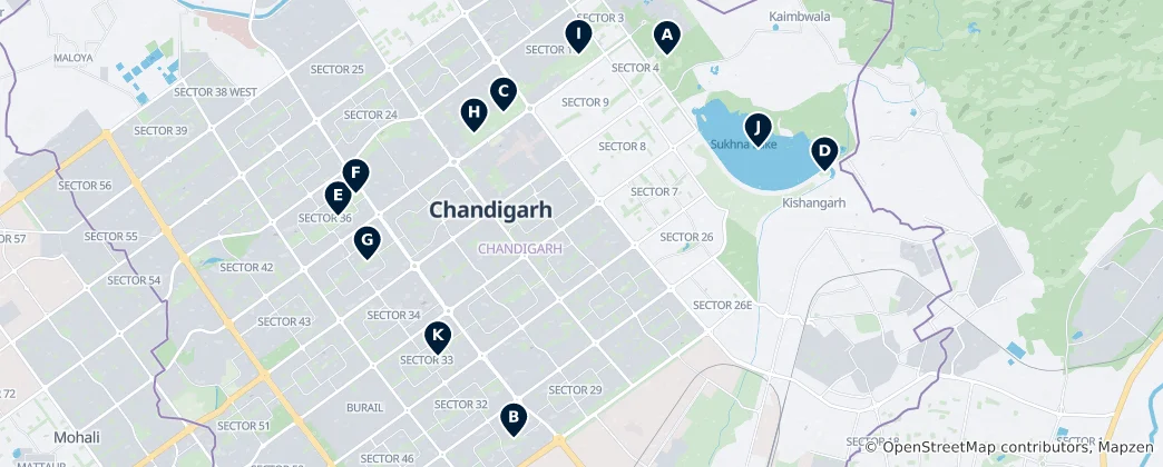 Map of Top Parks & Gardens