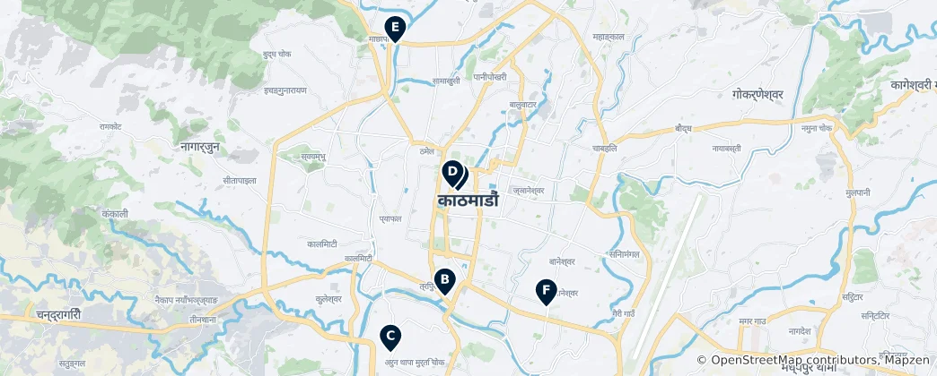 Map of Shopping Districts in Kathmandu