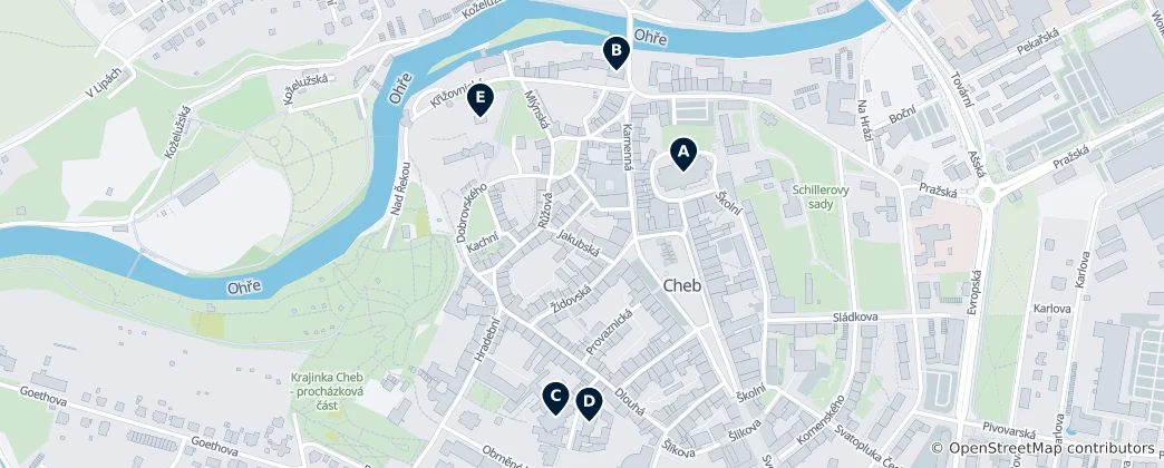 Map of Historic Churches and Chapels in Cheb