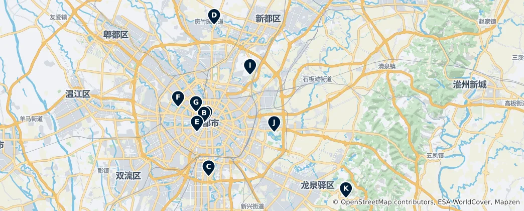 Mapa Chengdu Museums and Art
