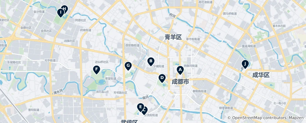 Mapa Chengdushi Unmissables