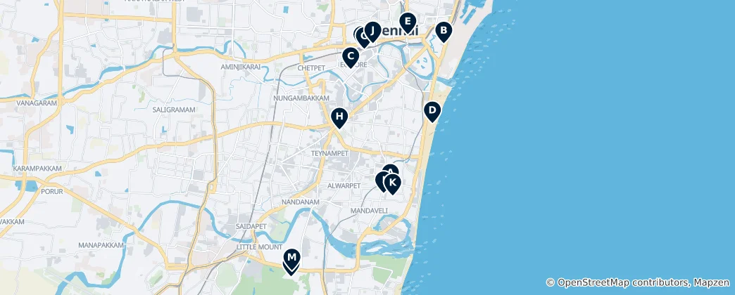 Mappa di Chennai Unmissables