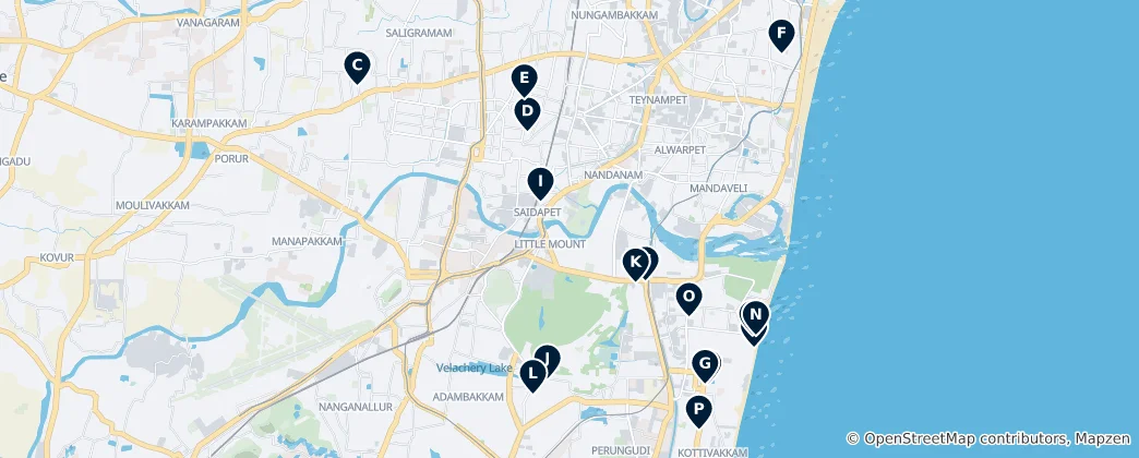 Karte von Chennai's Sacred Sites