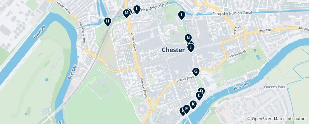 Mapa Chester City Walls