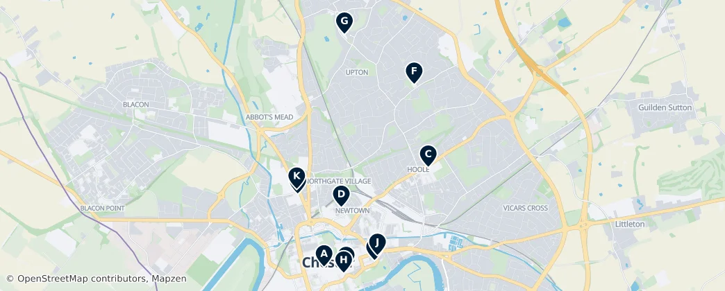 Map of Historic Churches of Chester