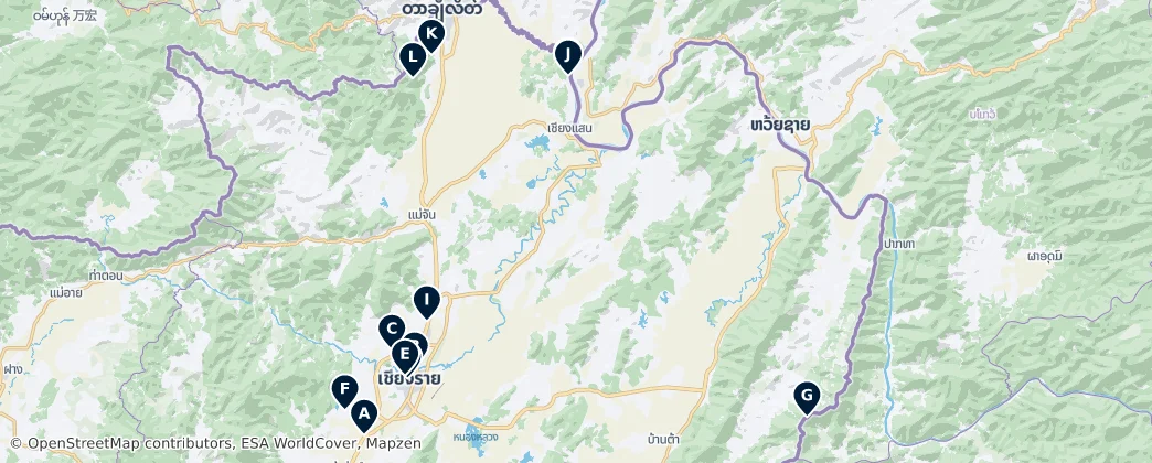 Karte von Highlights der Provinz Chiang Rai