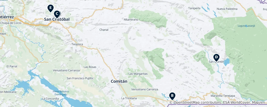 Mapa Hidden Gems of Chiapas