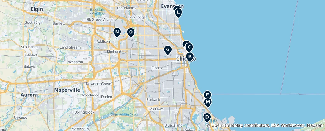 Mapa Chicago Parks and Beaches