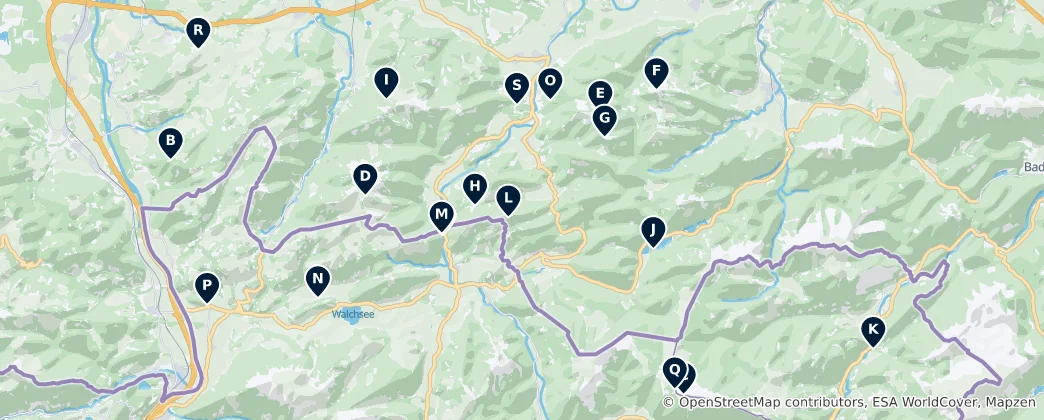 Mapa De Alpine Peaks and Viewpoints