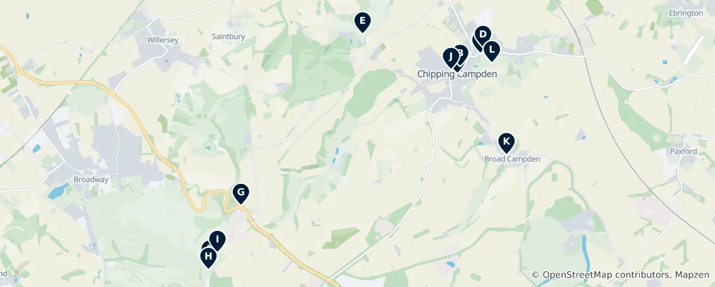 Mapa Chipping Campden's Crown Jewels