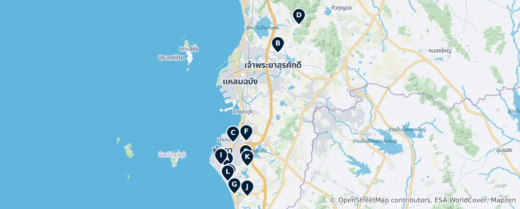 Map of Pattaya's Theme Parks & Attractions