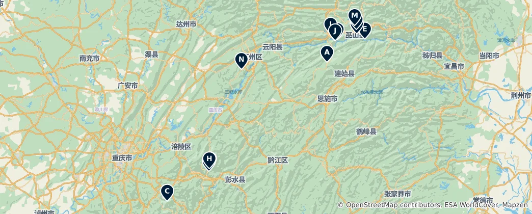 Mappa di Cime e Panorami di Chongqing