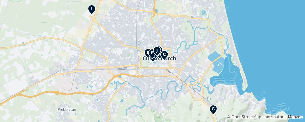 Mapa Christchurch Unmissables