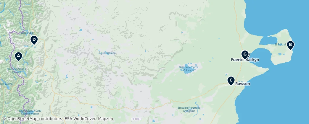 Map of Hidden Gems of Chubut