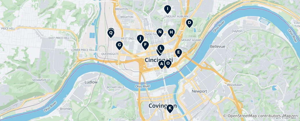 Карта Cincinnati Museums & Galleries