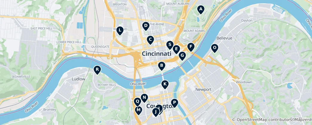 Karte von Cincinnati Parks and Green Spaces
