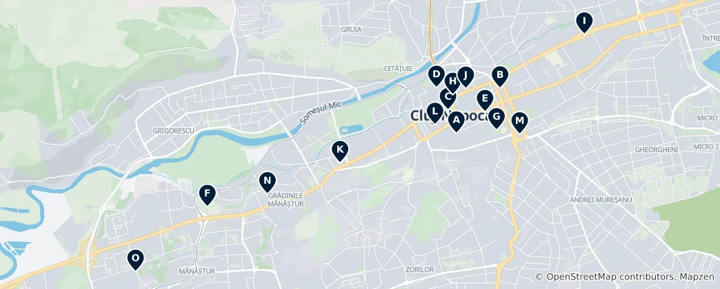 Map of Cluj-Napoca's Churches