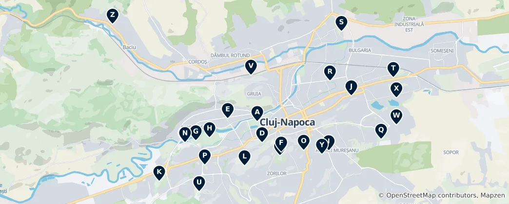 Mappa di Parchi e Giardini di Cluj