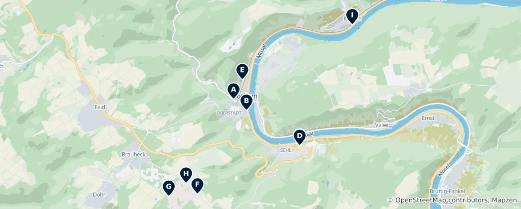 Mapa Wineries and Vineyards