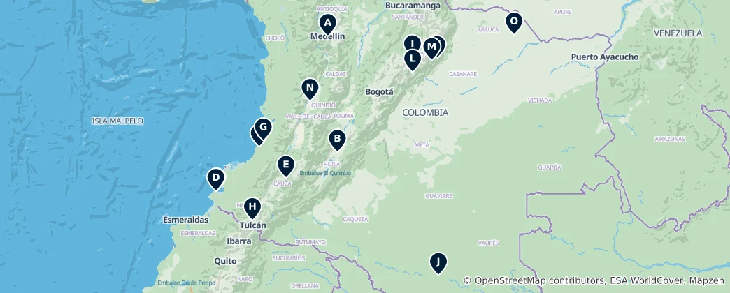 Mapa Colombian Religious Sites