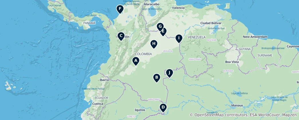 Map of Colombian Water Wonders