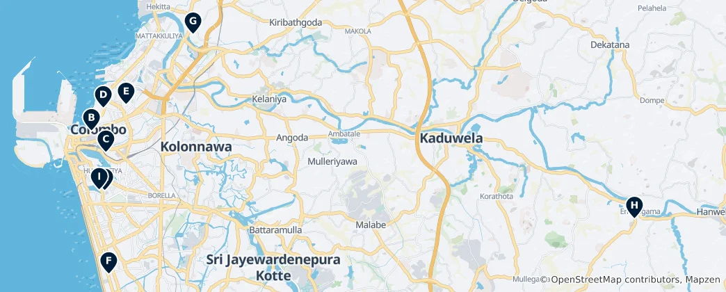 Mapa Sacred Sites of Colombo