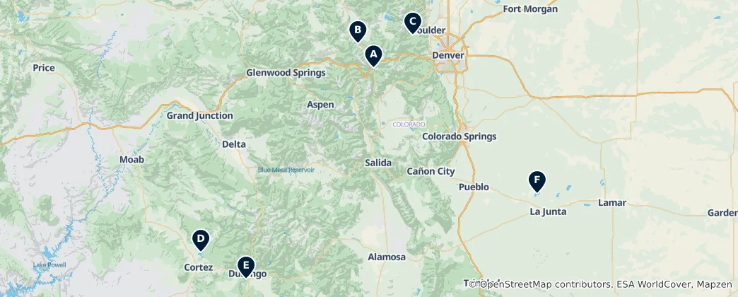 Map of Scenic Lakes and Reservoirs
