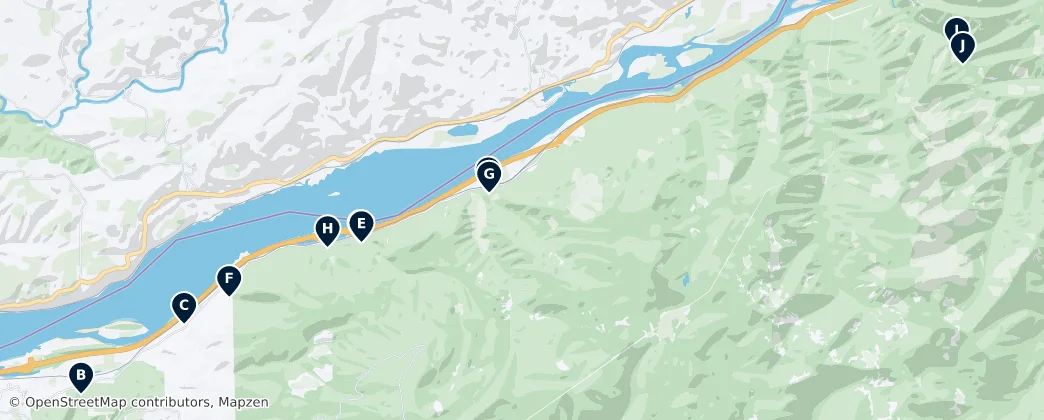 Mapa Columbia River Gorge Waterfalls