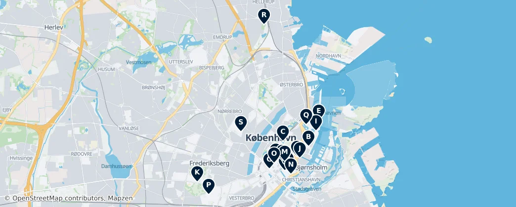 Karte von Historische Stätten von Kopenhagen