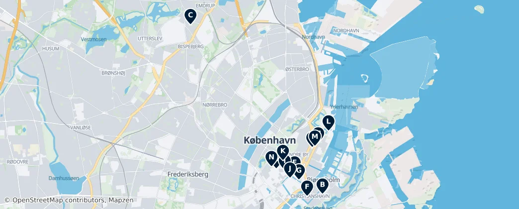 Map of Iconic Churches of Copenhagen