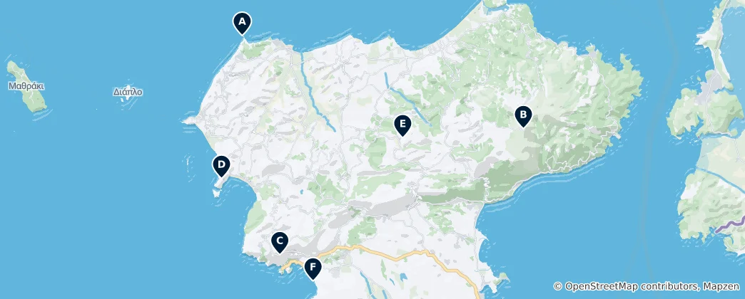 Carte de Corfu Viewpoints and Caves