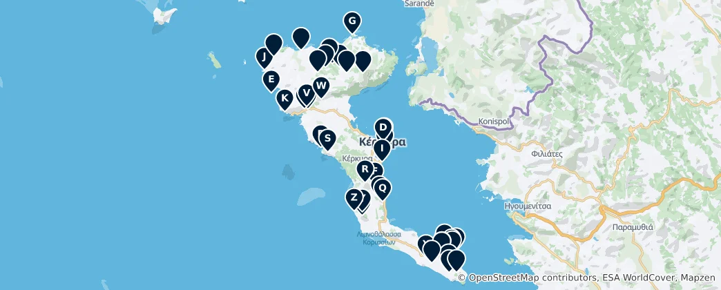 Mappa di Corfu's Sacred Sites