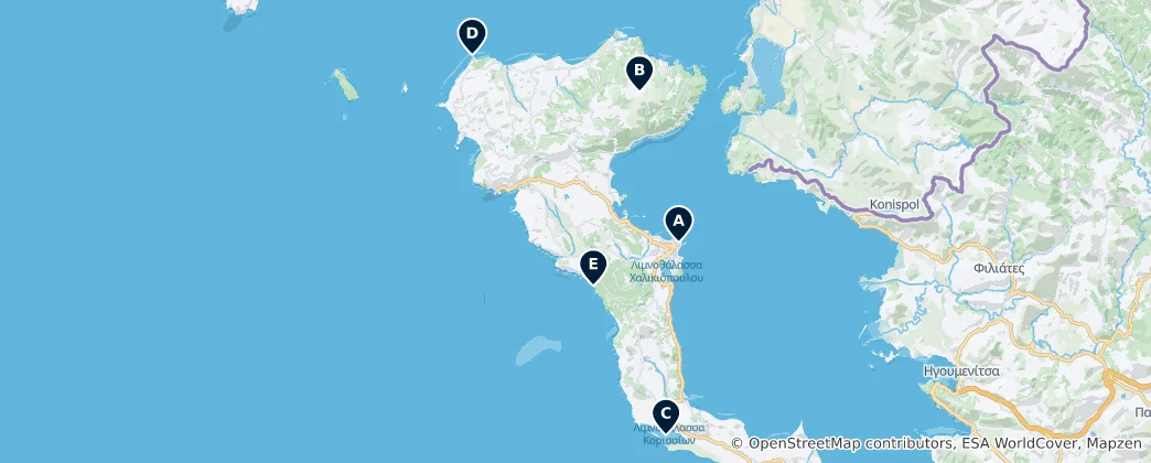 Carte de Editor's Choice Destinations