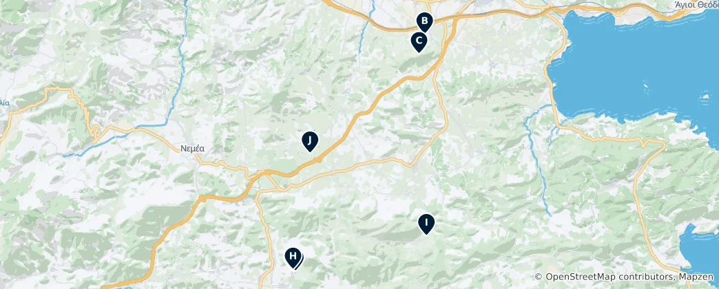 Mapa Ancient Ruins of Argolis & Corinthia