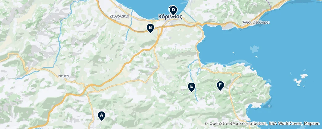 Mapa Historical Sites in Corinthia