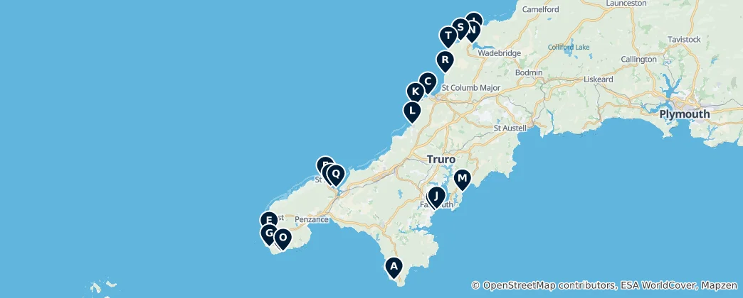 Mappa di Tesori Costieri della Cornovaglia