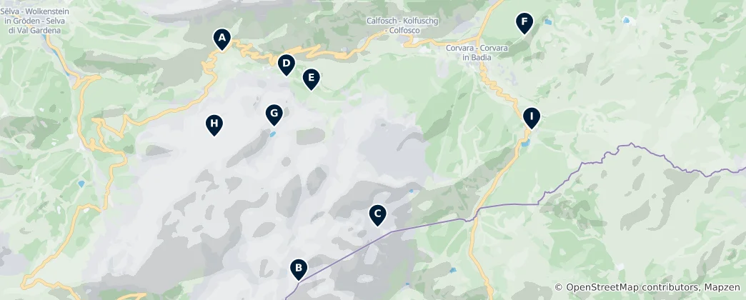 Map of Corvara in Badia Essentials