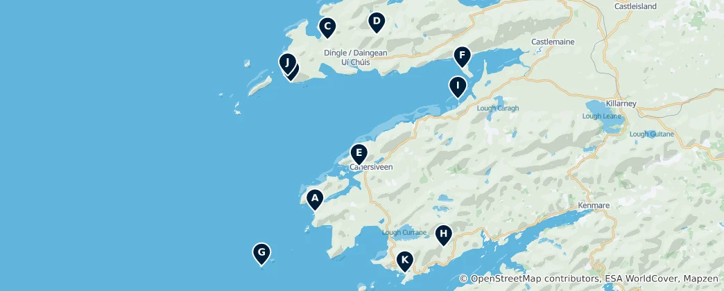 Mappa di County Kerry's Unmissable Highlights