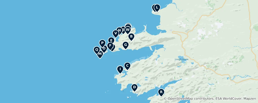 Karte von Irish Viewpoints and Coastal Gems